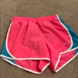 Pink and blue nike athletic shorts child’s large